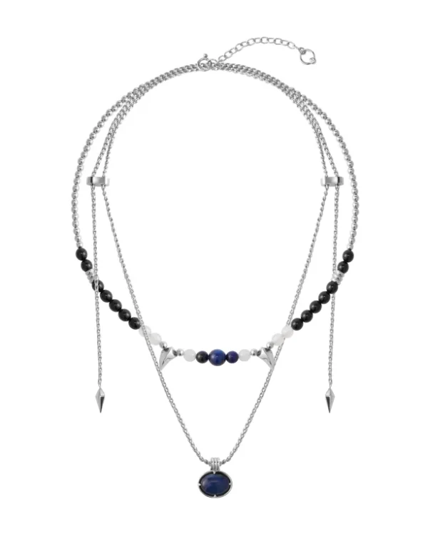 Triple Snake Bead Double Layer Necklace