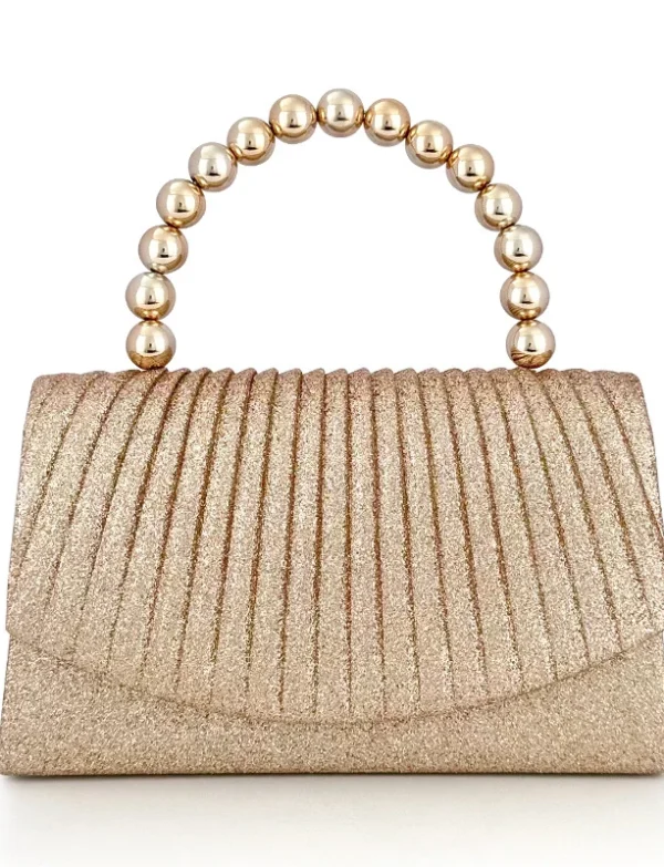 Gold Bead Pleated Handbag