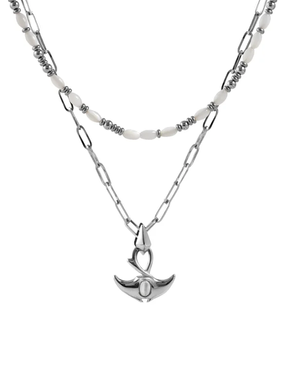 Ripple Manta Ray Double Layer Necklace