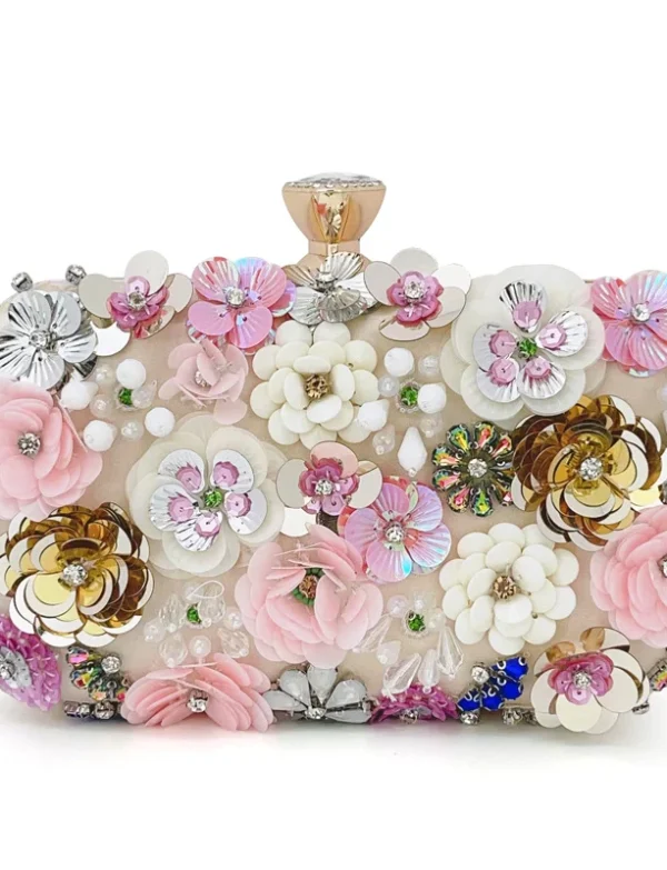 Apricot Jelly Floral Evening Clutch