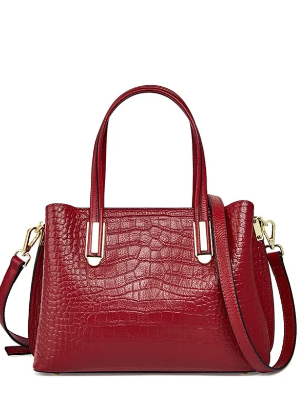 Crocodile Embossed Leather Tote